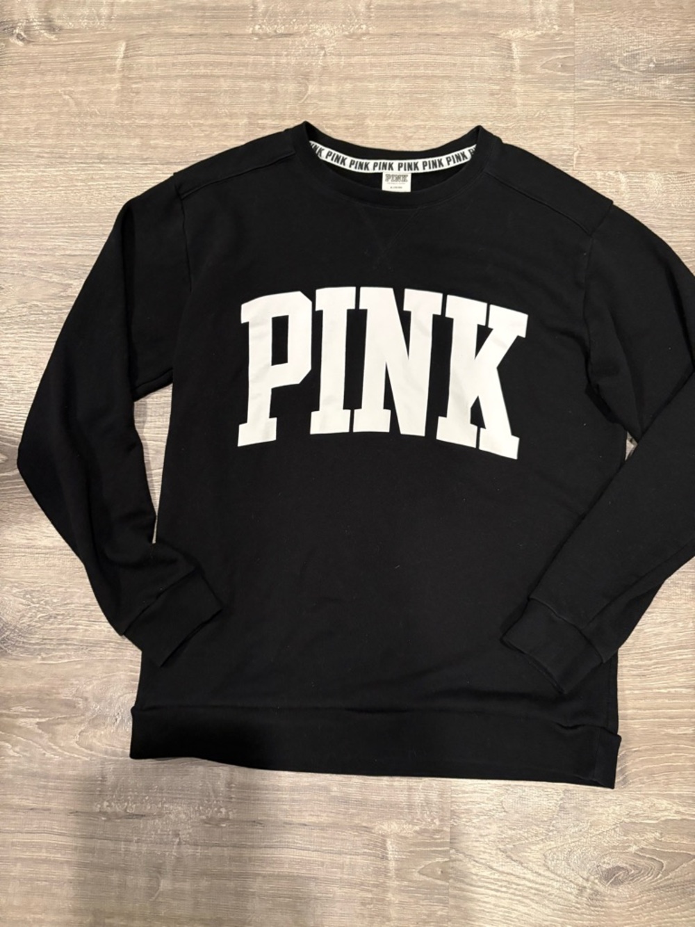 Victoria’s Secret PINK Classic Black Logo Sweatshirt SZ M